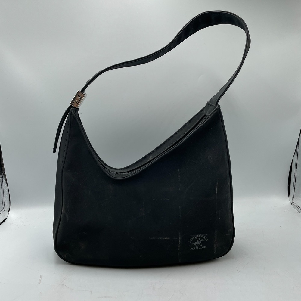 Beverly Hills Polo Club Bag Black Leather Zip Inner Pocket Adjustable Shoulder